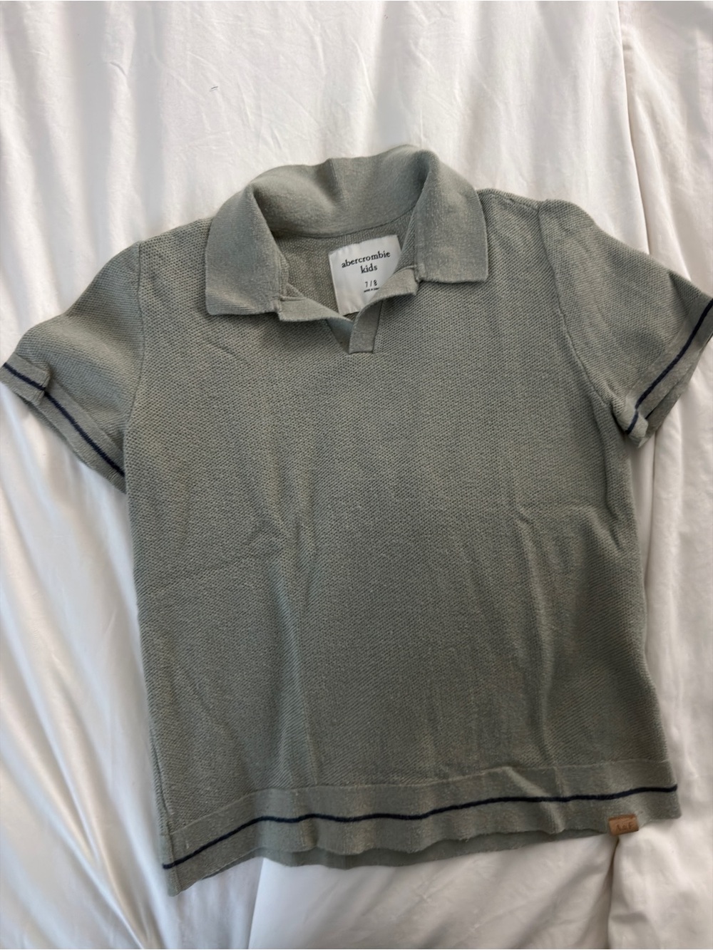 abercrombie kids sage green polo with navy trim
